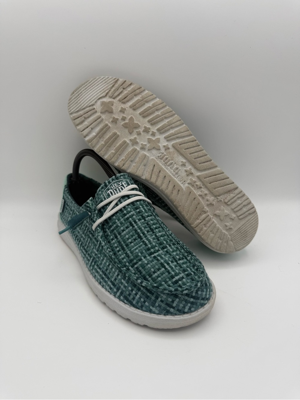 Women's Hey Dude Wendy Crosshatch Jade Blue Green Slip-On Comfort Shoes Size 9